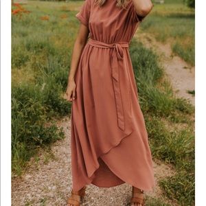 Dark Salmon Orange Coral Maxi Dress